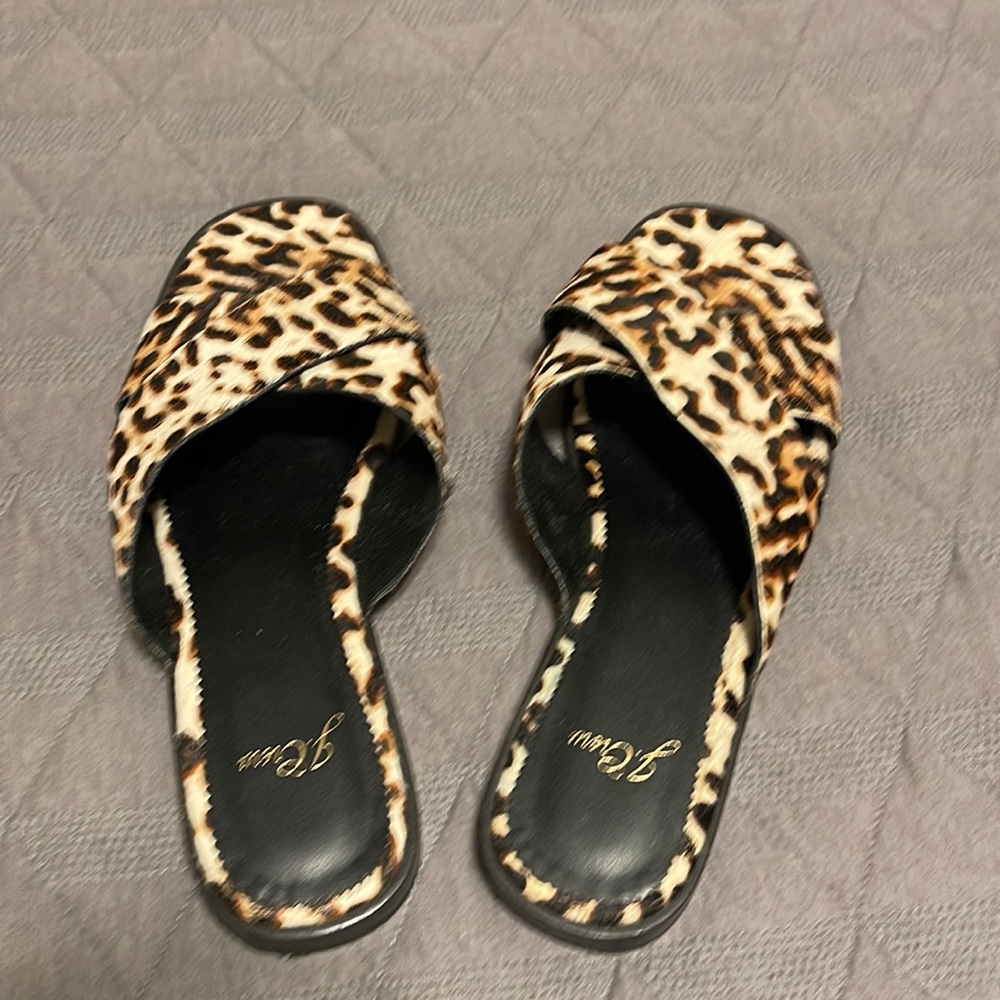 J. Crew Leopard print slides, 8.5